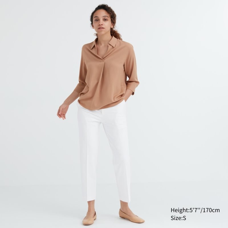 White Women Uniqlo Smart Ankle (2-way Stretch) Pants | USA ZENLF-4703