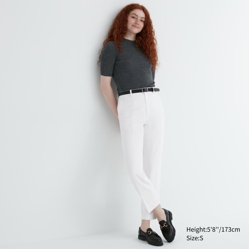 White Women Uniqlo Smart Ankle (2-way Stretch, Tall) Pants | USA TJRGC-1739