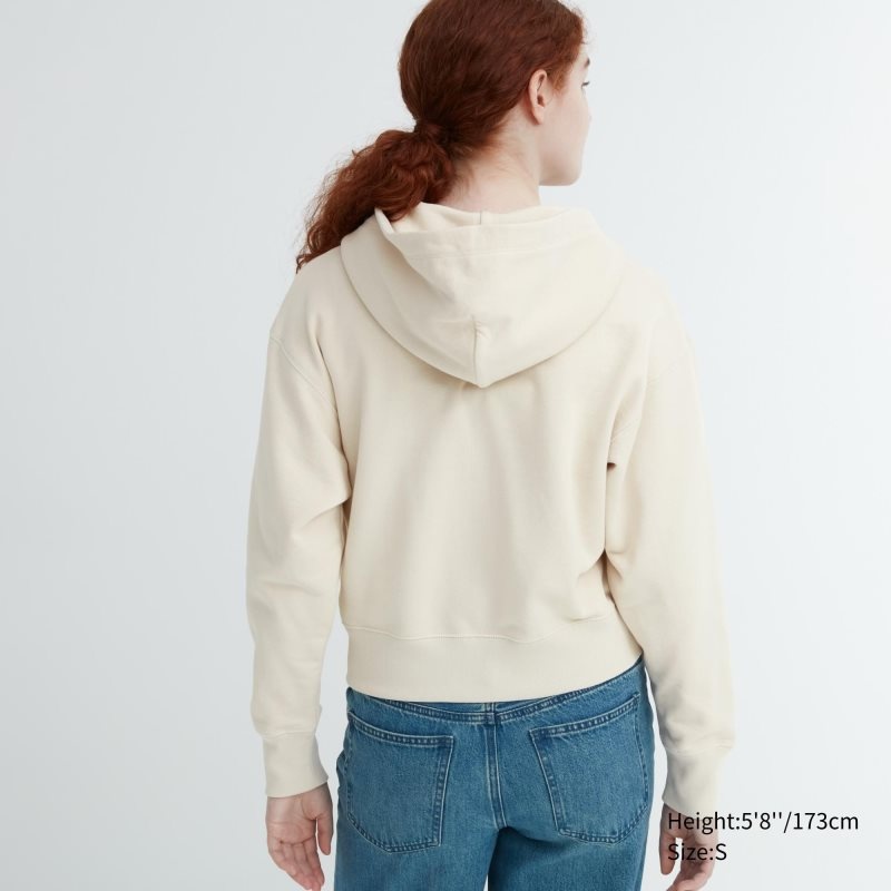 White Women Uniqlo Sweat Full-zip Long-sleeve Hoodie | USA WAKCF-7584