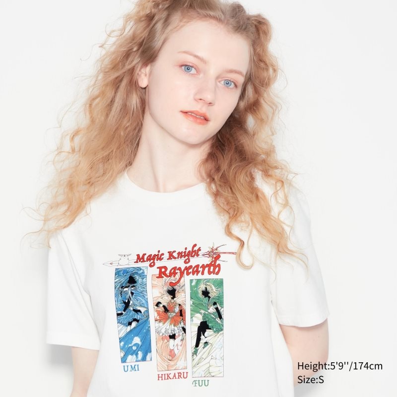 White Women Uniqlo The World Of Clamp Ut (Short-sleeve Graphic) (Magic Knight Rayearth) T Shirts | USA YROXV-4916