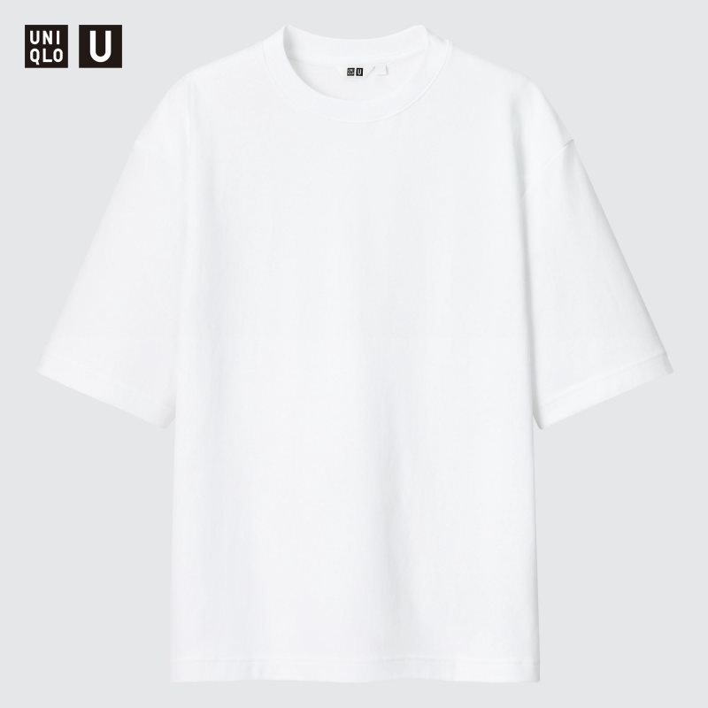 White Women Uniqlo U Airism Cotton Oversized Crew Neck Half-sleeve T Shirts | USA MOJPX-0912