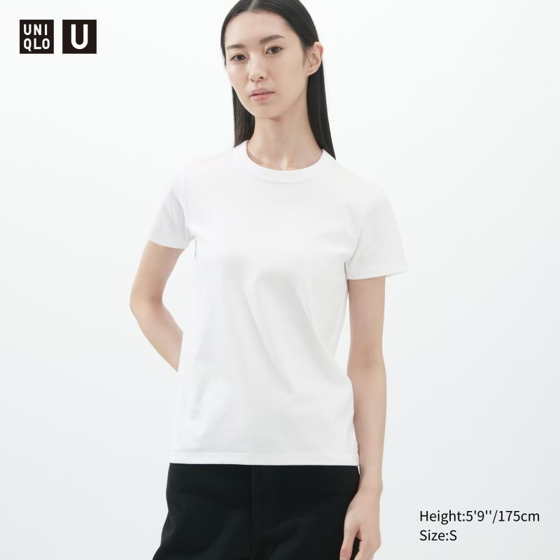 White Women Uniqlo U Crew Neck Short-sleeve T Shirts | USA XWZFY-6502