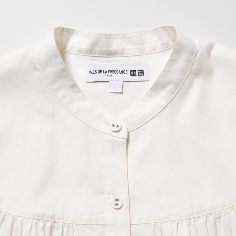 White Women Uniqlo Volume Long-sleeve (Ines De La Fressange) Blouse | USA ULVGZ-7628