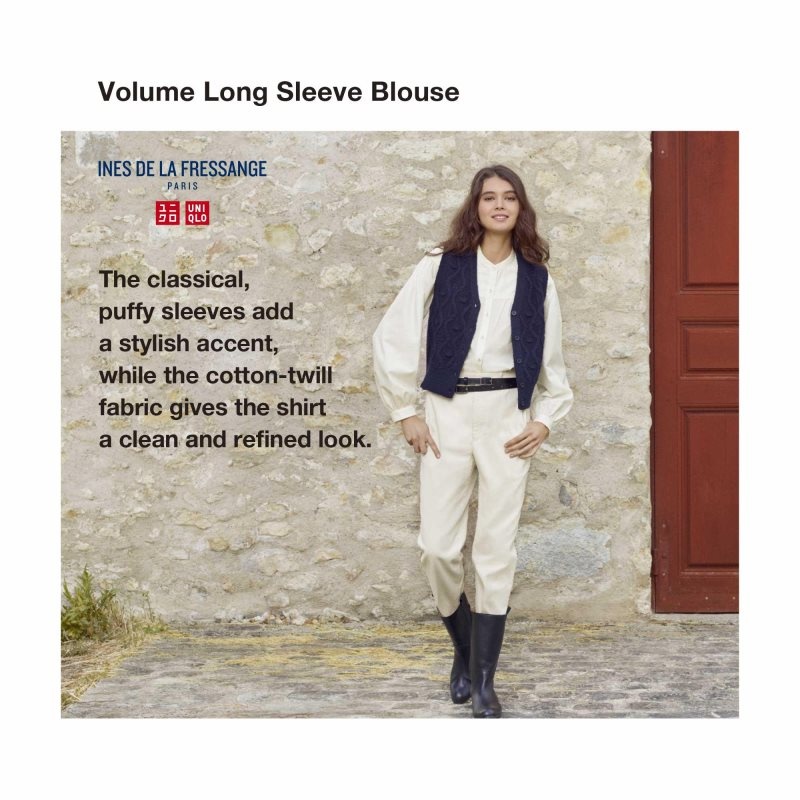 White Women Uniqlo Volume Long-sleeve (Ines De La Fressange) Blouse | USA ULVGZ-7628