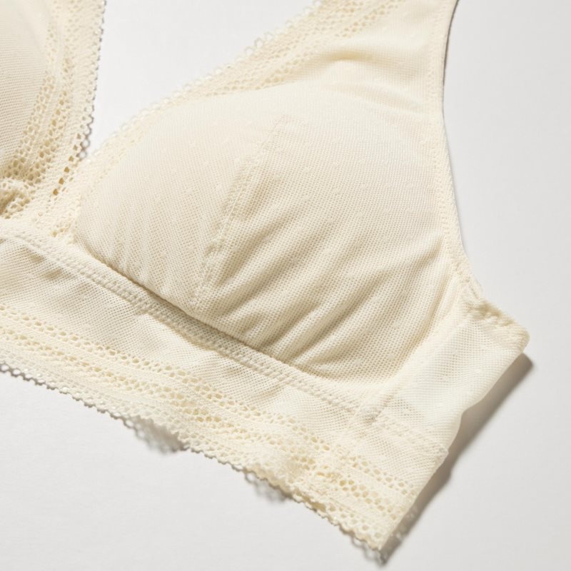 White Women Uniqlo Wireless (Plunging Relax, Lace) Bras | USA EAHZD-8937