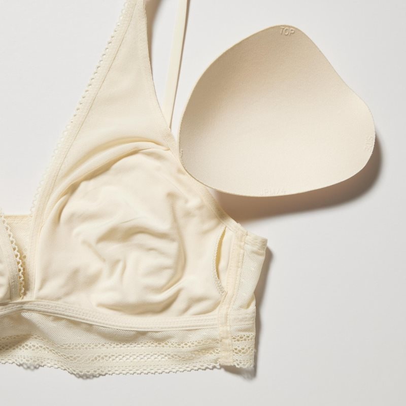 White Women Uniqlo Wireless (Plunging Relax, Lace) Bras | USA EAHZD-8937