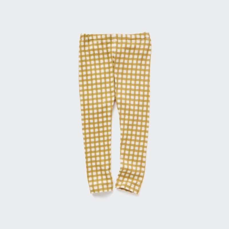 Yellow Baby Uniqlo Ribbed Full-length (Check) Leggings | USA CDSTG-3860