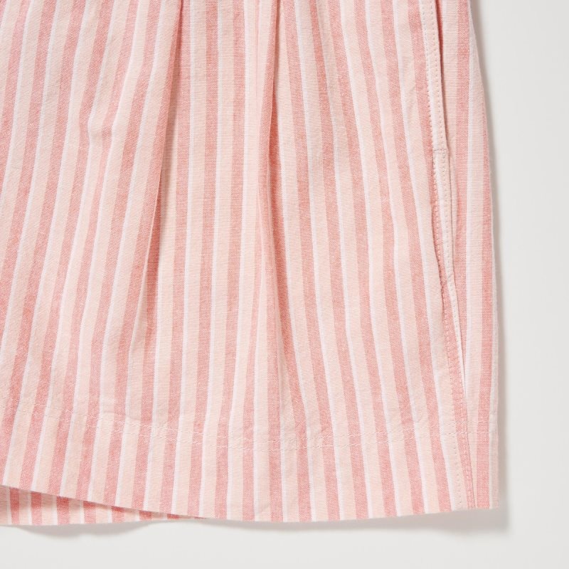 Yellow Women Uniqlo Cotton Linen Striped Shorts | USA TSDJL-9408