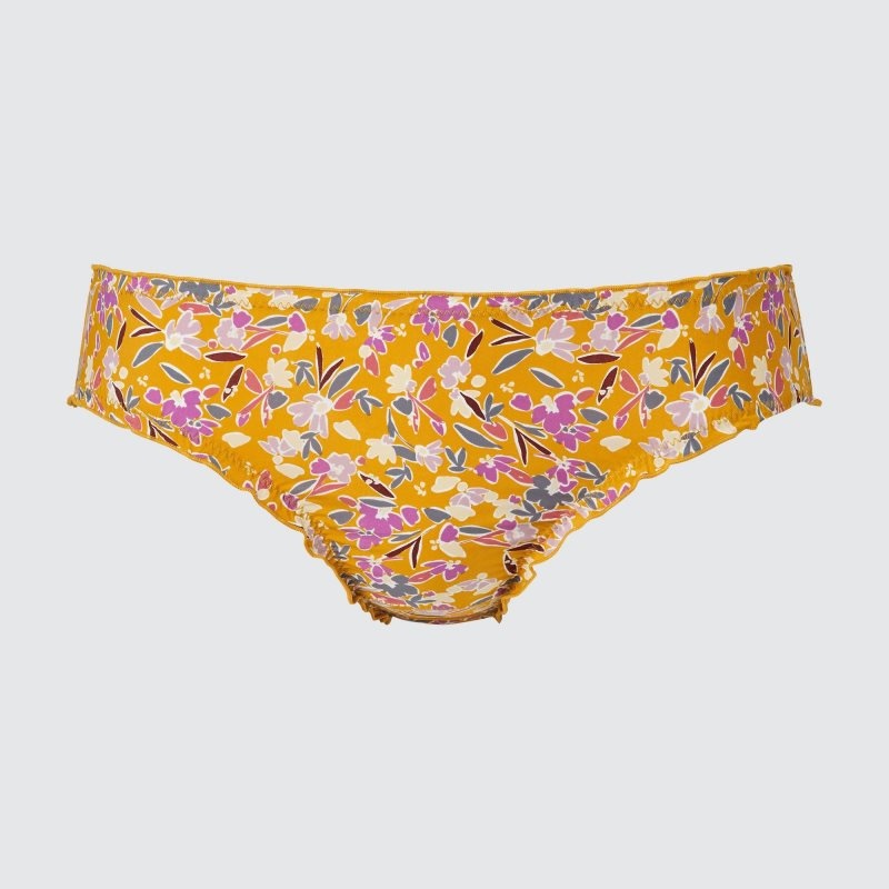 Yellow Women Uniqlo Frilled Flower Print Mid-rise Underwear | USA FXVBR-6548