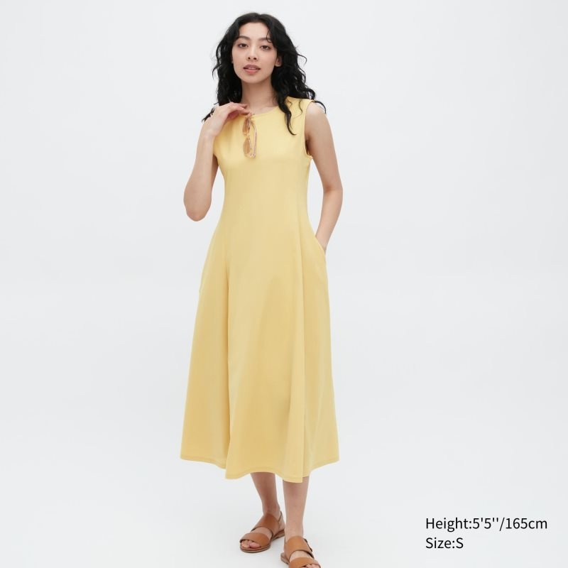 Yellow Women Uniqlo Ultra Stretch Airism Sleeveless Dress | USA MCGHD-1285